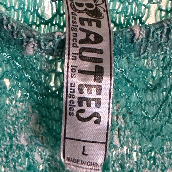 Beautees Tank Top Mesh Zigzag Embroidered Ribbon Straps Youth Large - Picture 2 of 2